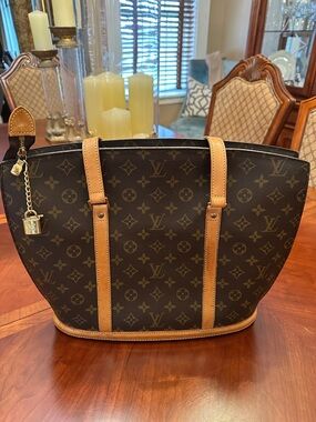 Louis Vuitton Brown Monogram Canvas Tote with Vachetta Trim and Gold Charm